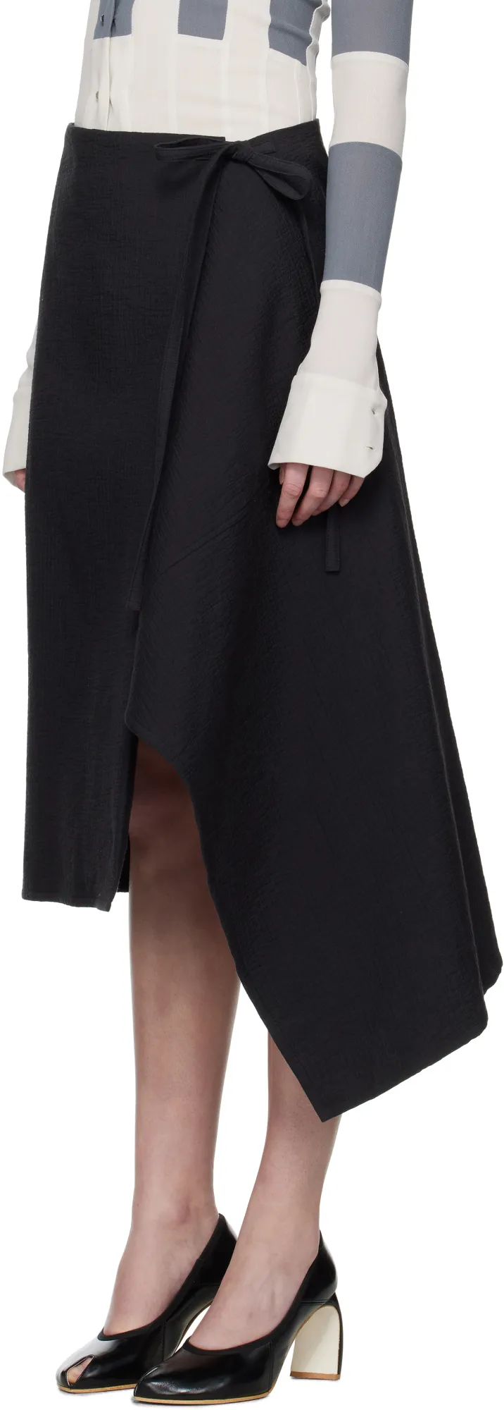 Wrap-Effect Midi Skirt