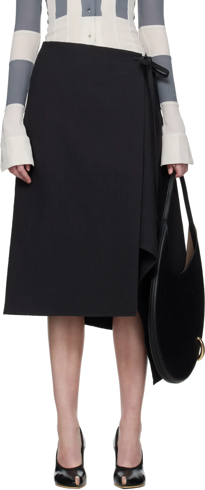 Wrap-Effect Midi Skirt