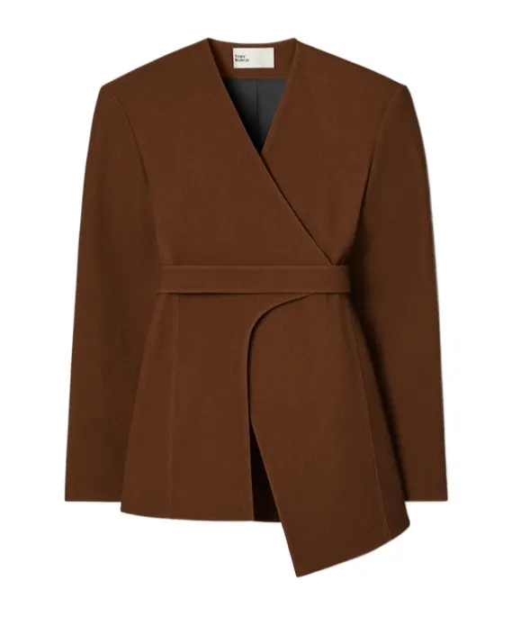 Asymmetrical Pique Wrap Jacket