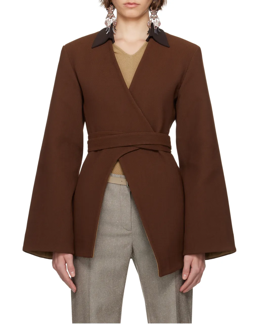 Asymmetrical Pique Wrap Jacket