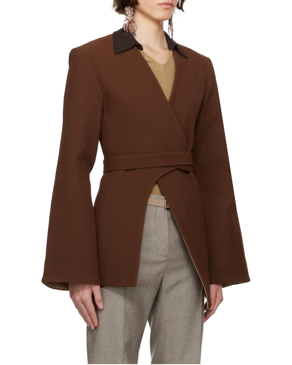 Asymmetrical Pique Wrap Jacket