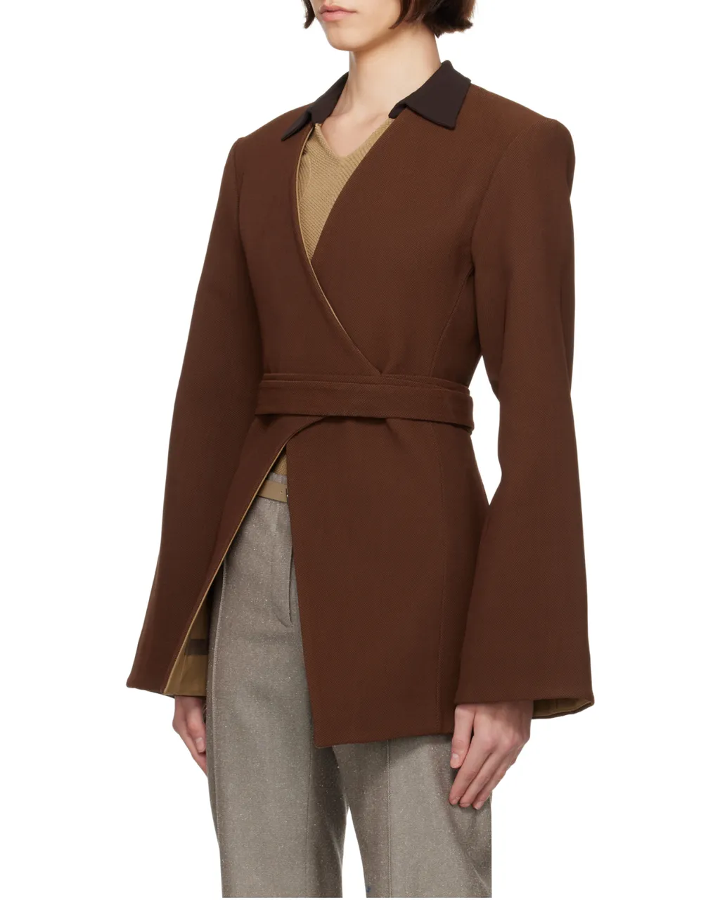 Asymmetrical Pique Wrap Jacket