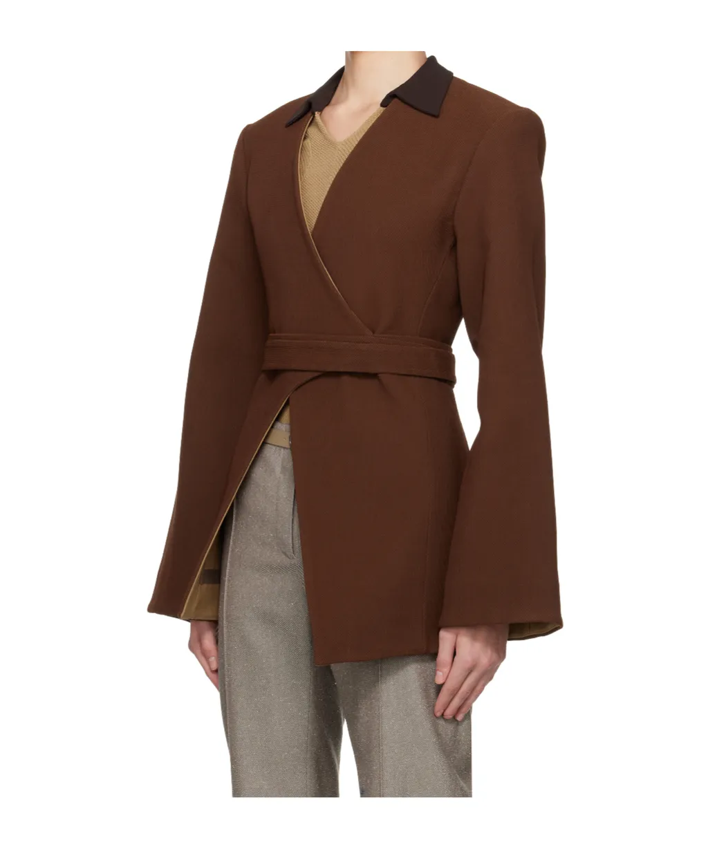 Asymmetrical Pique Wrap Jacket