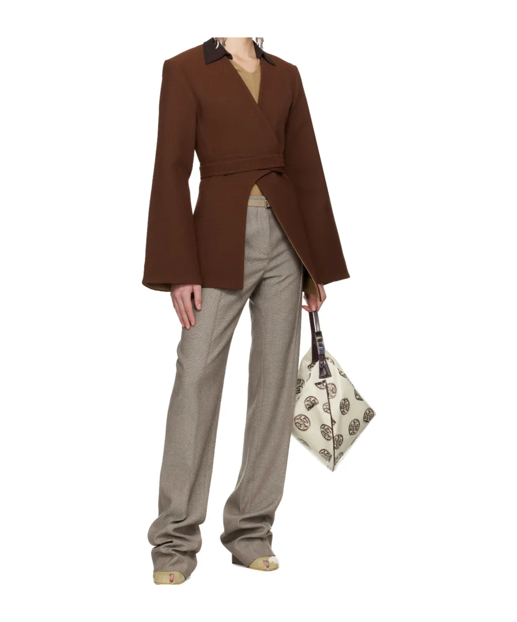 Asymmetrical Pique Wrap Jacket