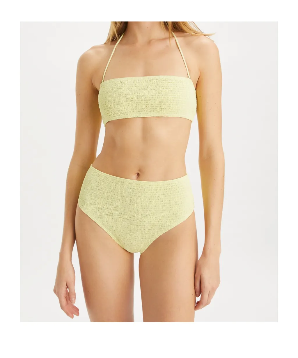 Smocked Bandeau Bikini Top
