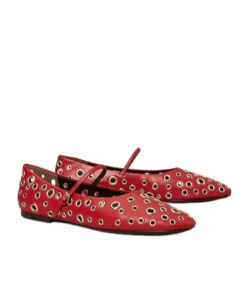 Eyelet Mary Jane Ballerina Flats