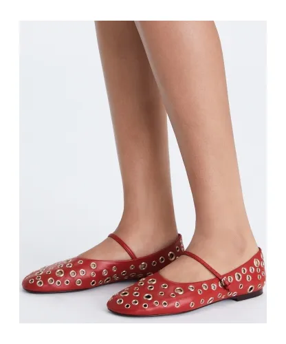 Eyelet Mary Jane Ballerina Flats
