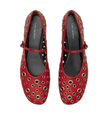 Eyelet Mary Jane Ballerina Flats