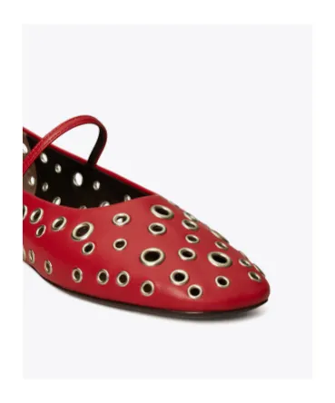 Eyelet Mary Jane Ballerina Flats