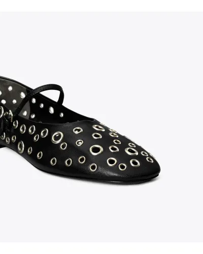 Eyelet Mary Jane Ballet Flats