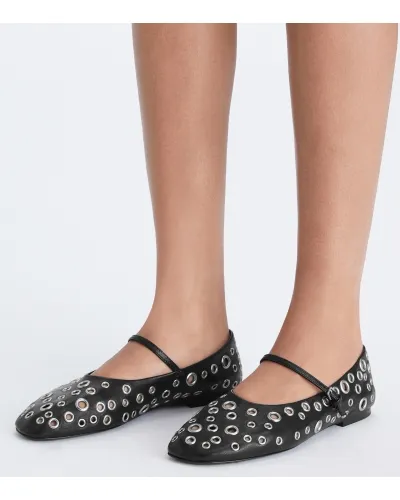 Eyelet Mary Jane Ballet Flats