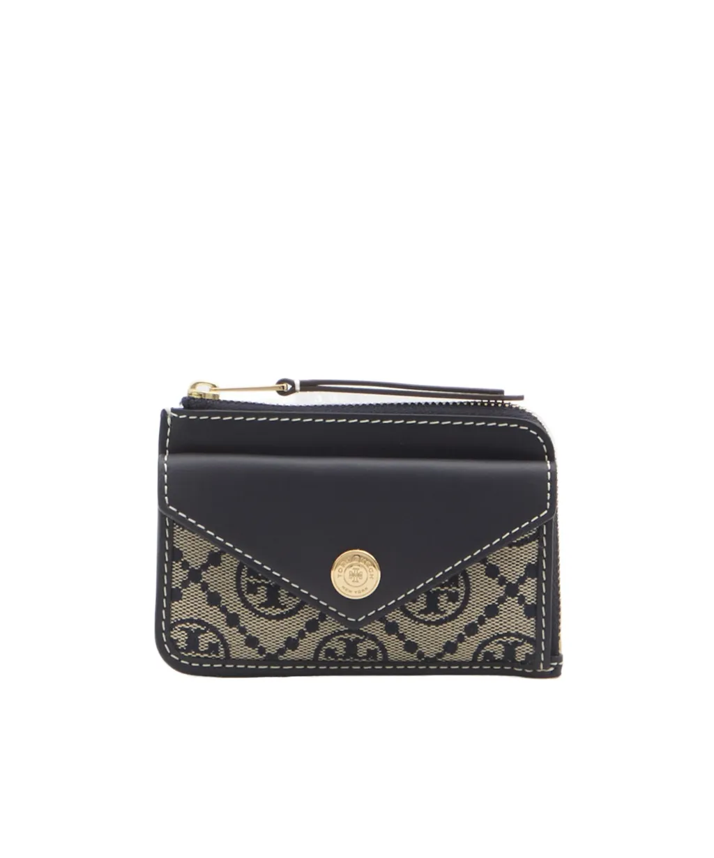T Monogram Zip Card Case