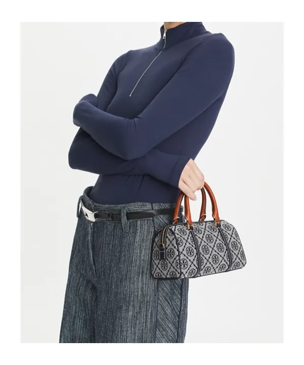 T Monogram Zipped Mini Barrel Bag