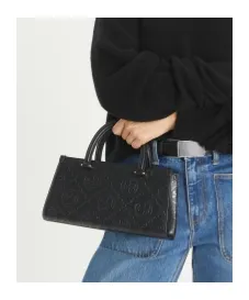 Small T Monogram Embossed Rectangular Tote Bag