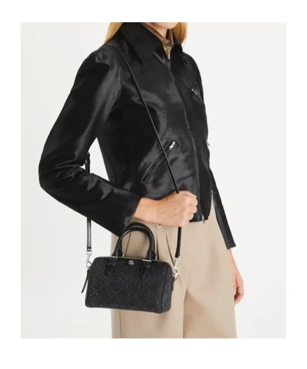 T Monogram Embellished Petite Barrel Bag