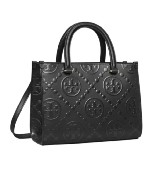 T Monogram Embossed Tote Bag