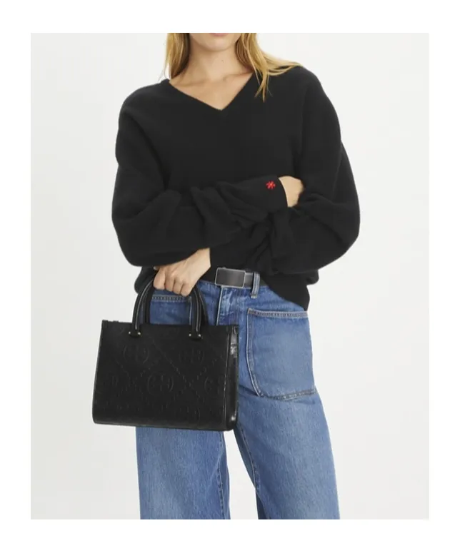 T Monogram Embossed Tote Bag