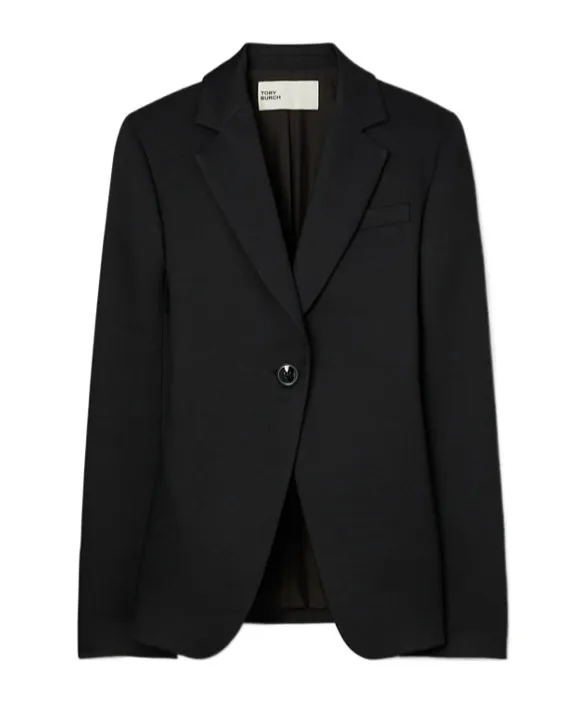 Single-Breasted Textured Crepe Blazer