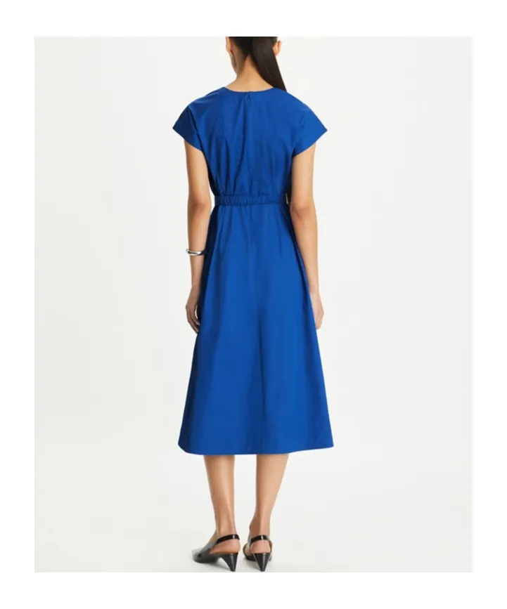 Belted V-Neck Midi Dress