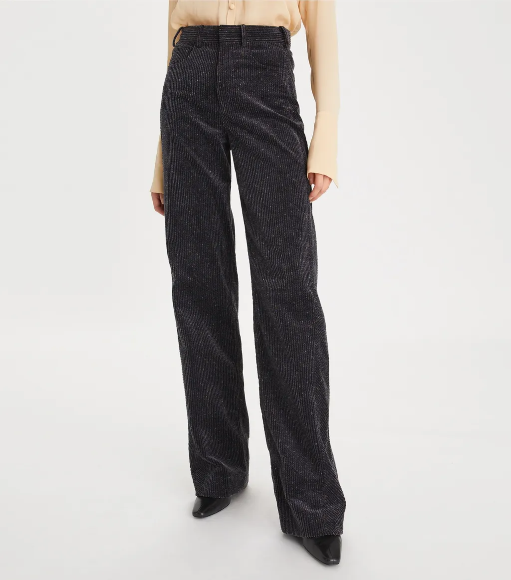 High-Waist Corduroy Wide-Leg Trousers