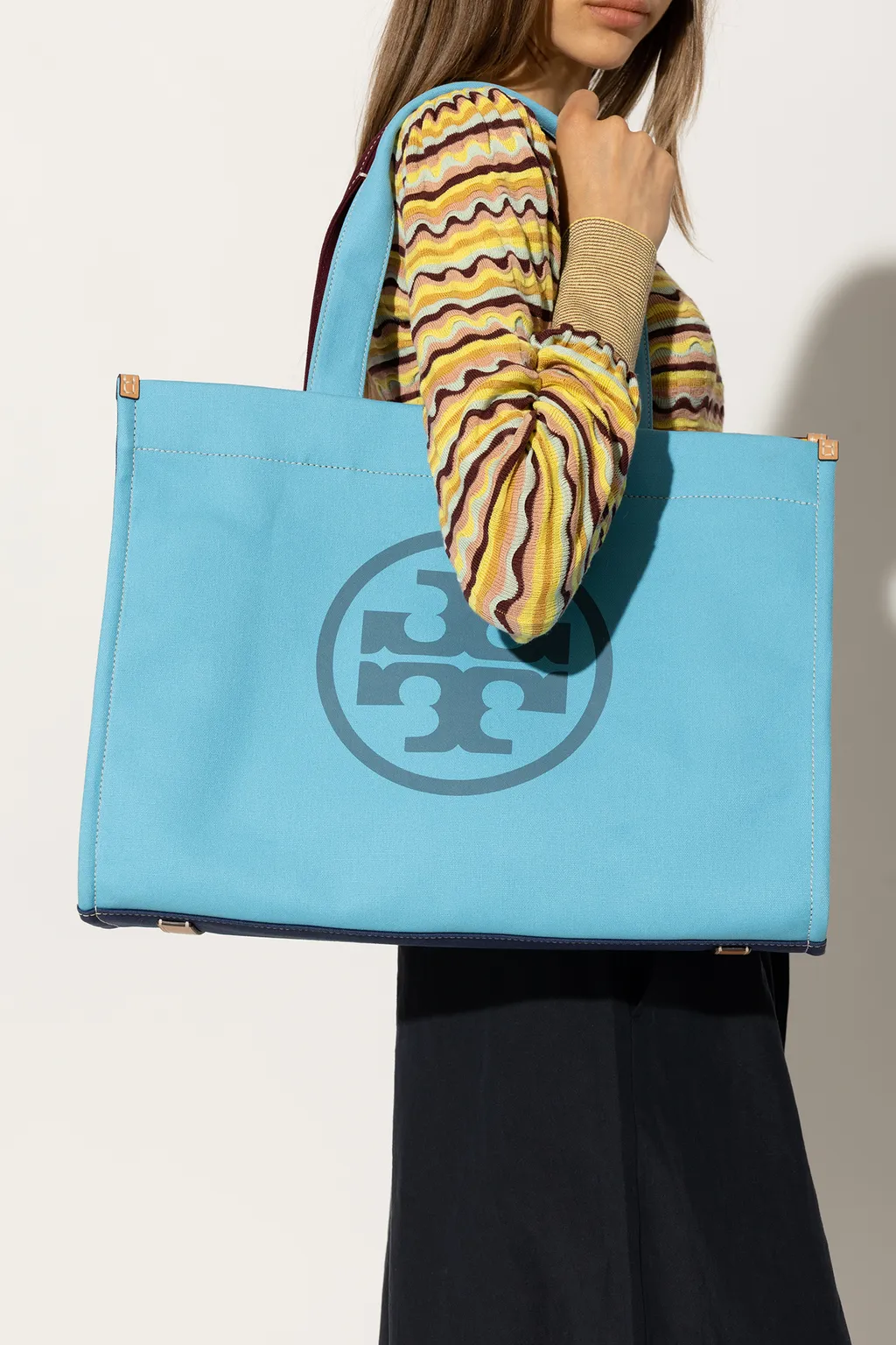 Logo Detailed Two-Tone Tote Bag