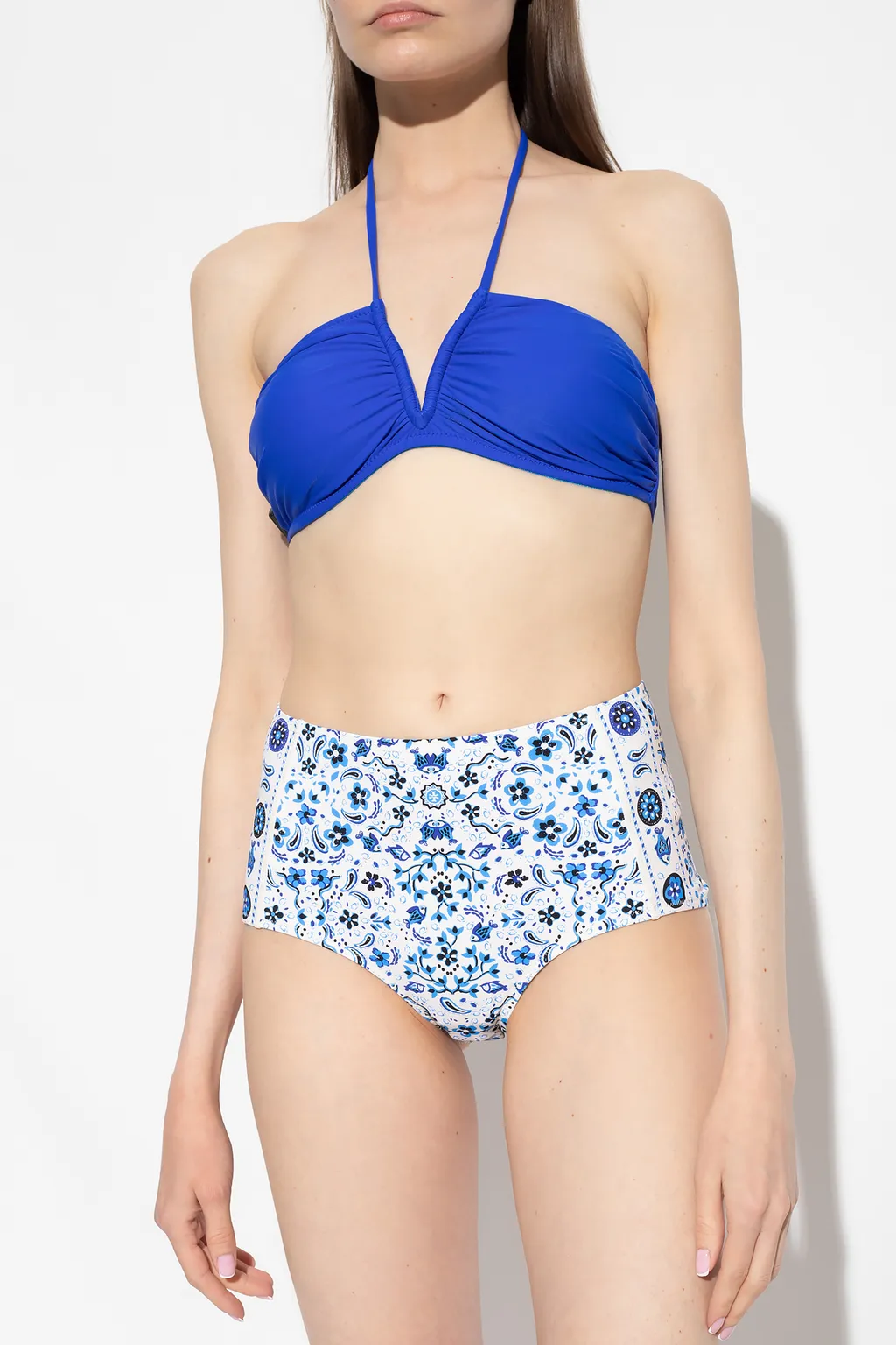 Graphic-Print High-Waisted Bikini Bottoms