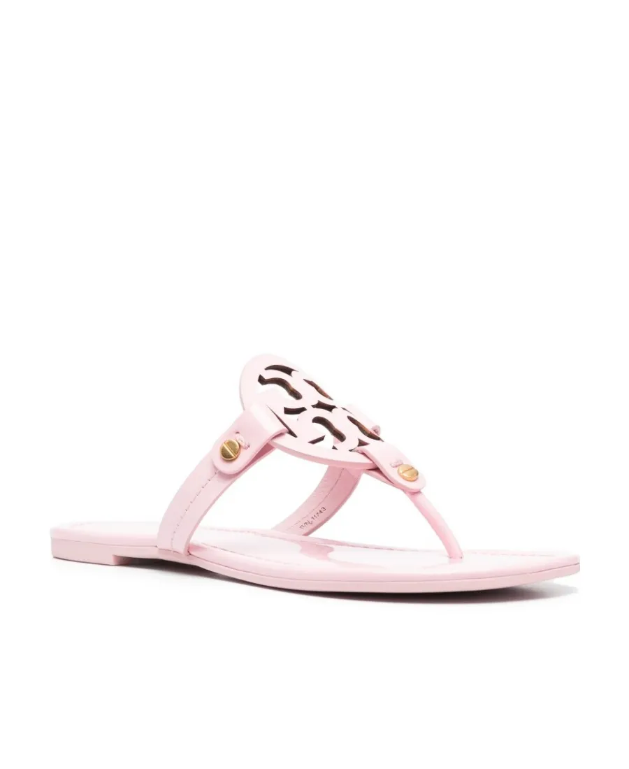Cut-Out Leather Flip Flops