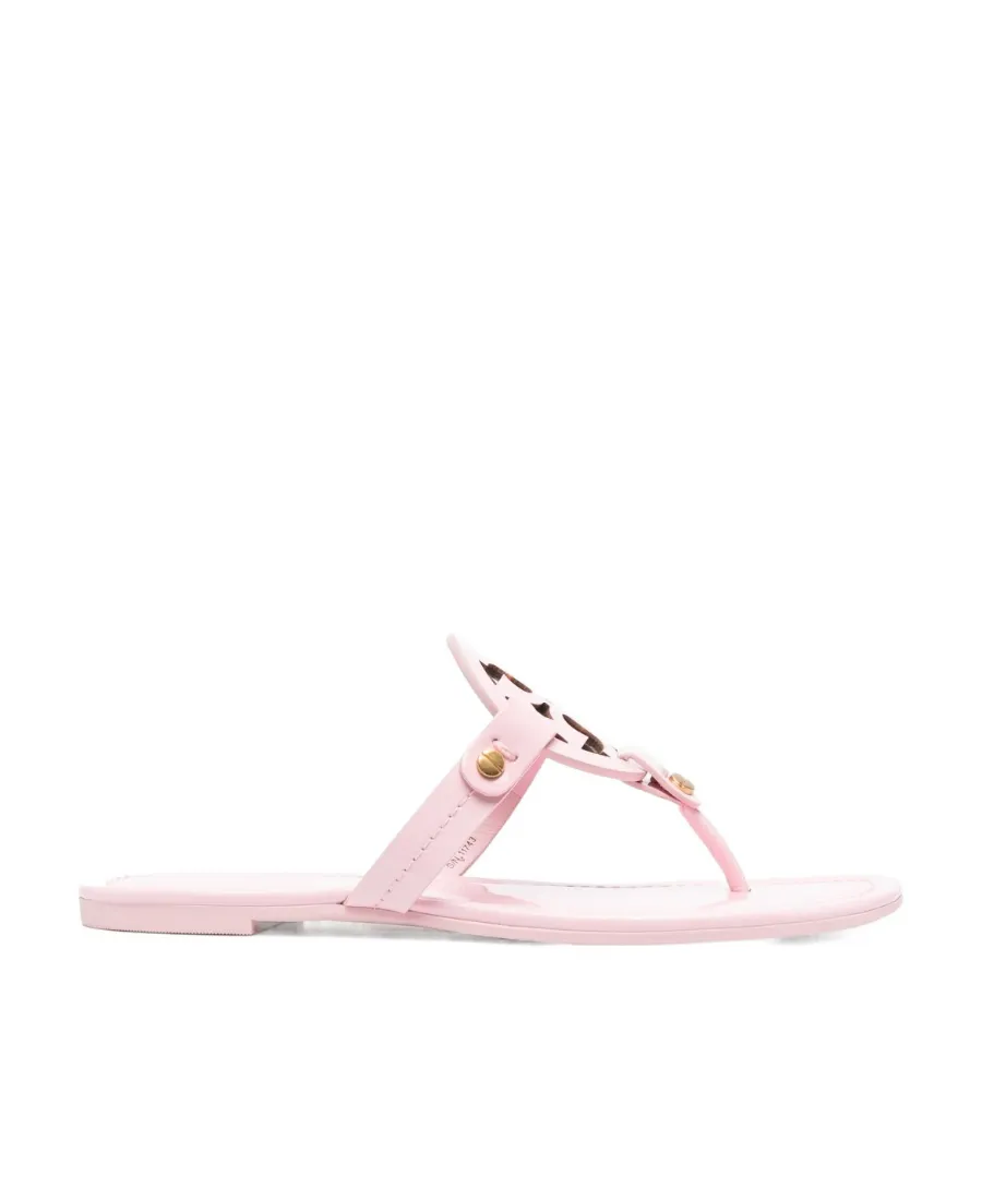 Cut-Out Leather Flip Flops