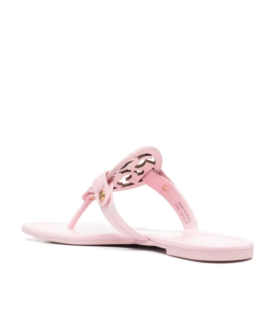 Cut-Out Leather Flip Flops
