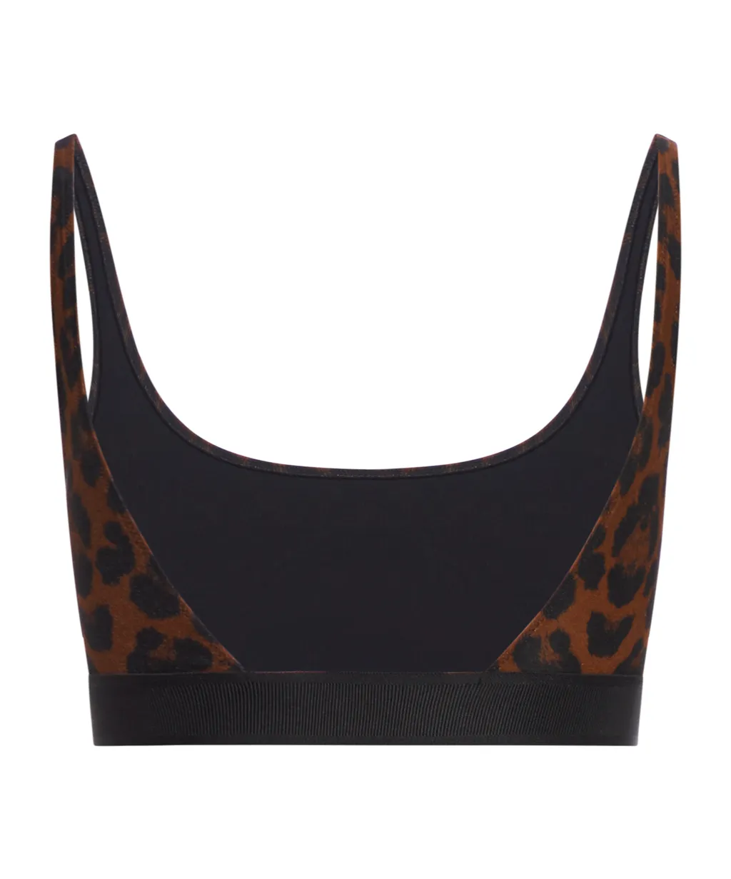 Leopard Printed Logo Waistband Bra