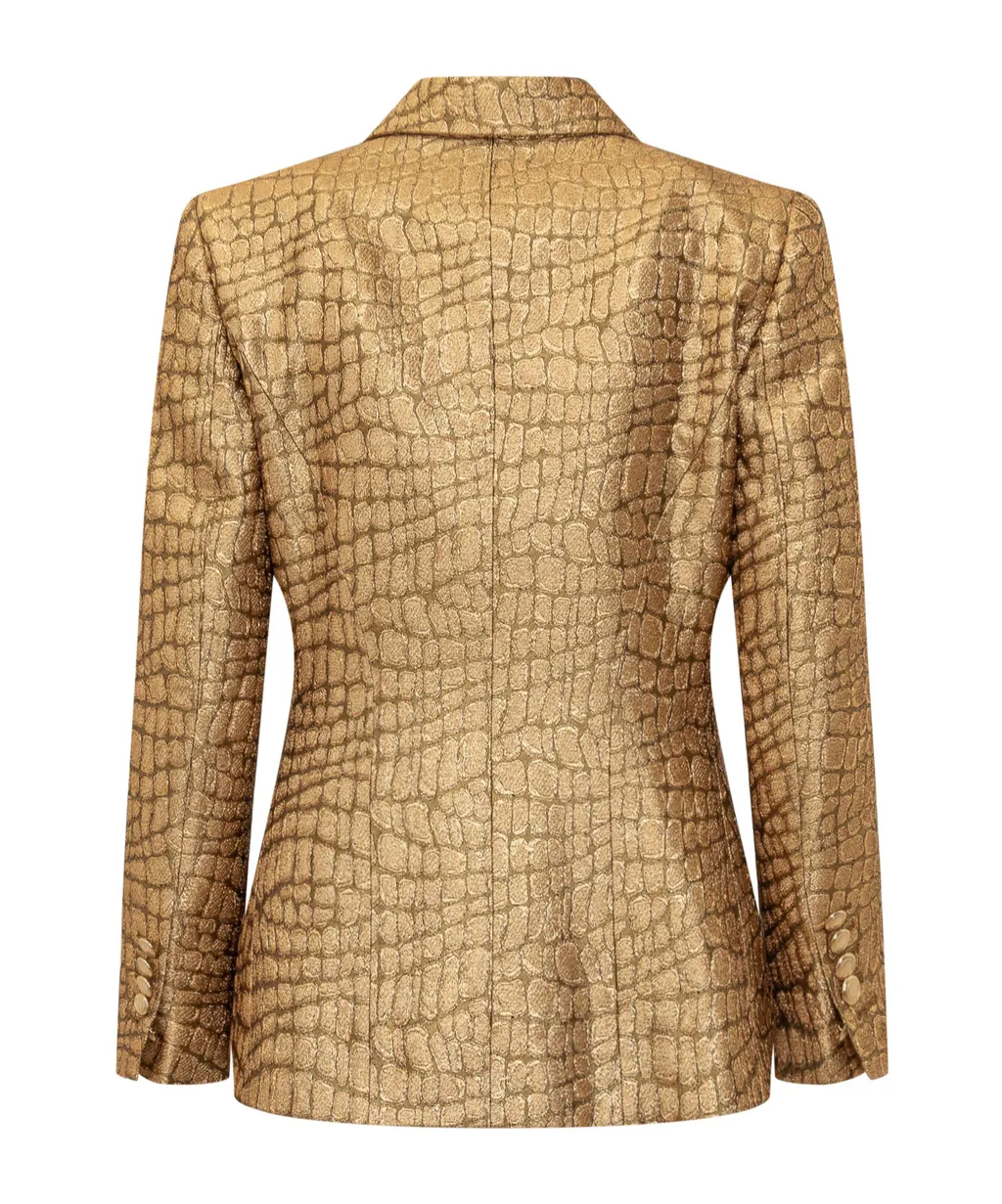 Snakeskin-Effect Woven Blazer