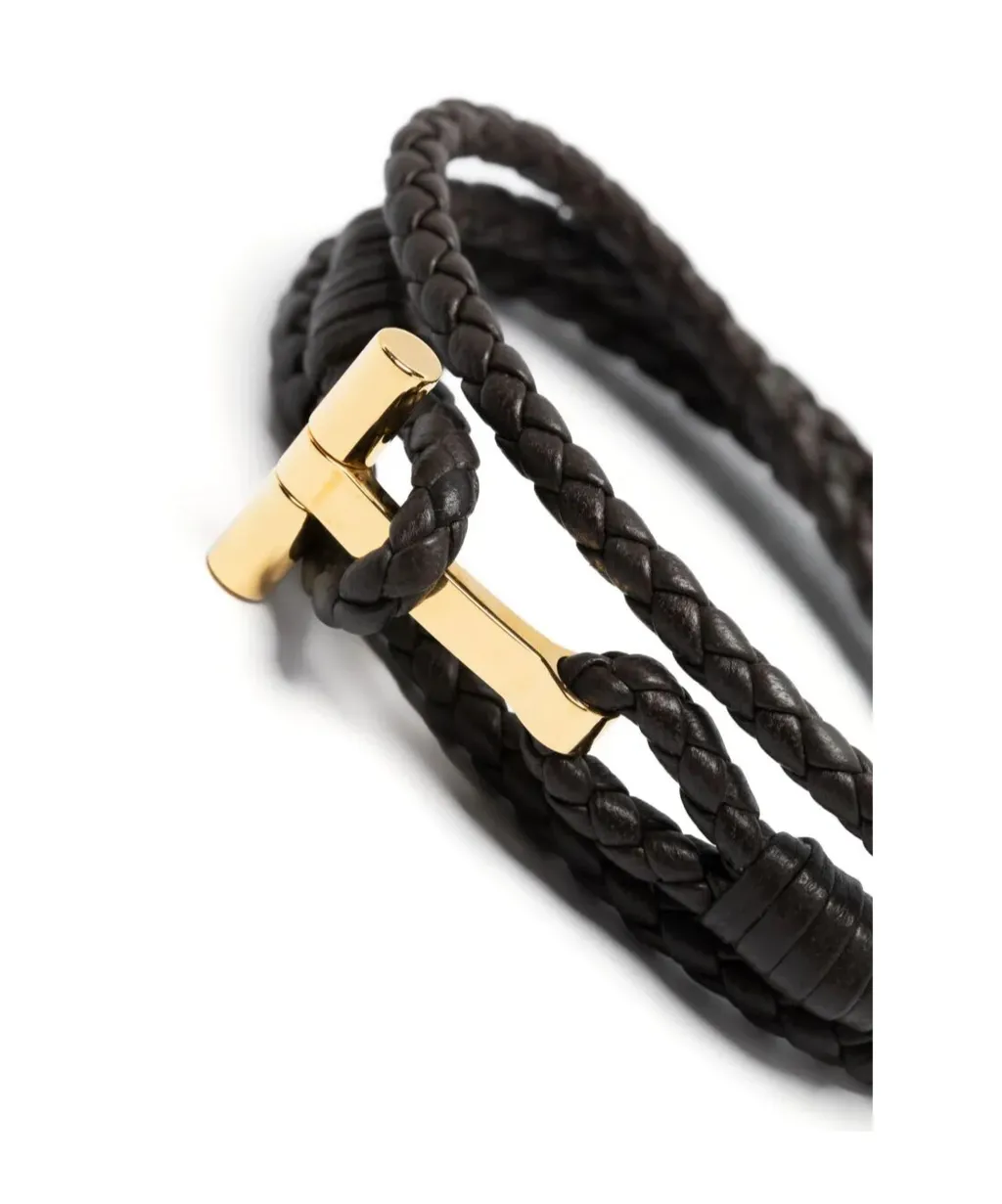 T Plaque Braided Bracelet