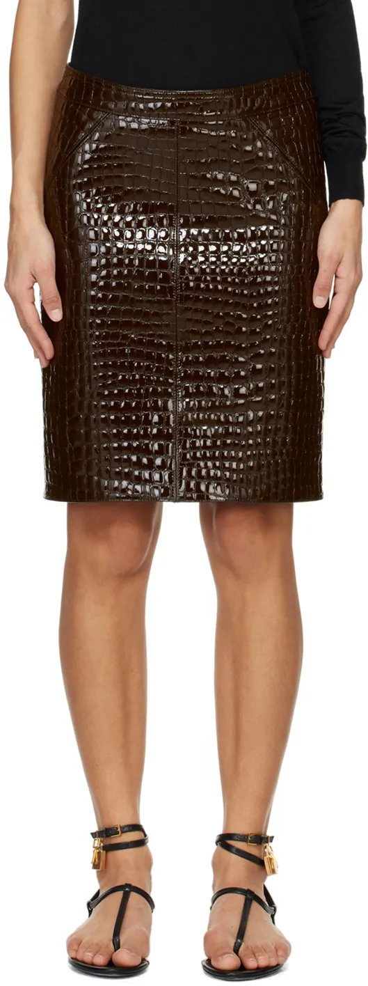 Embossed Leather Skirt