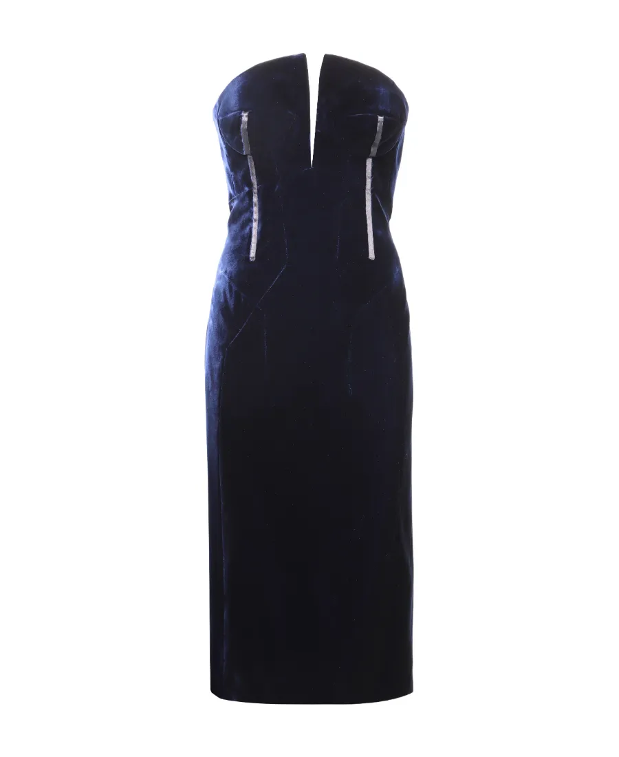 Velvet Strapless Evening Dress