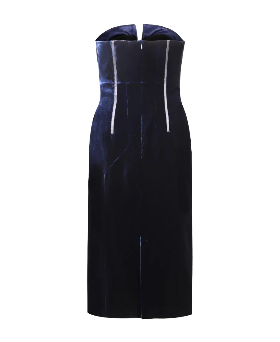 Velvet Strapless Evening Dress