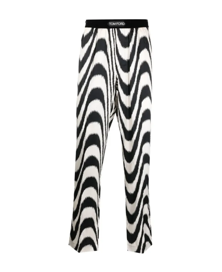 Abstract Printed Wide Leg Pj Trousers