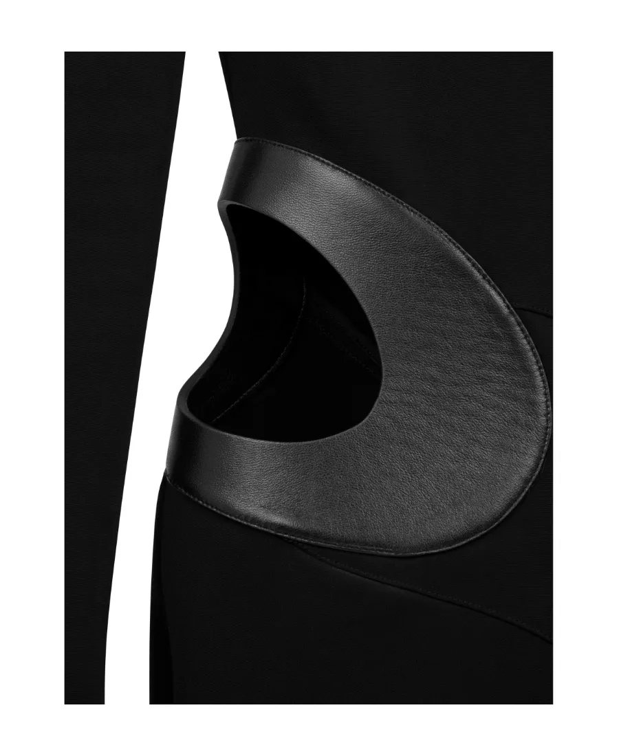 Cut-Out Detailed Crewneck Mini Dress