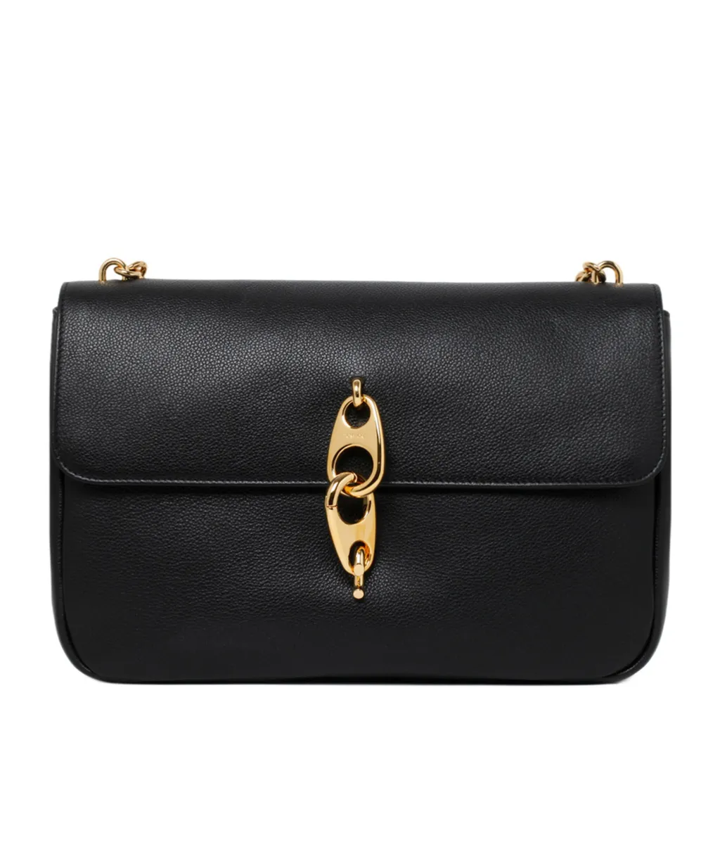 Chain-Linked Foldover Top Shoulder Bag