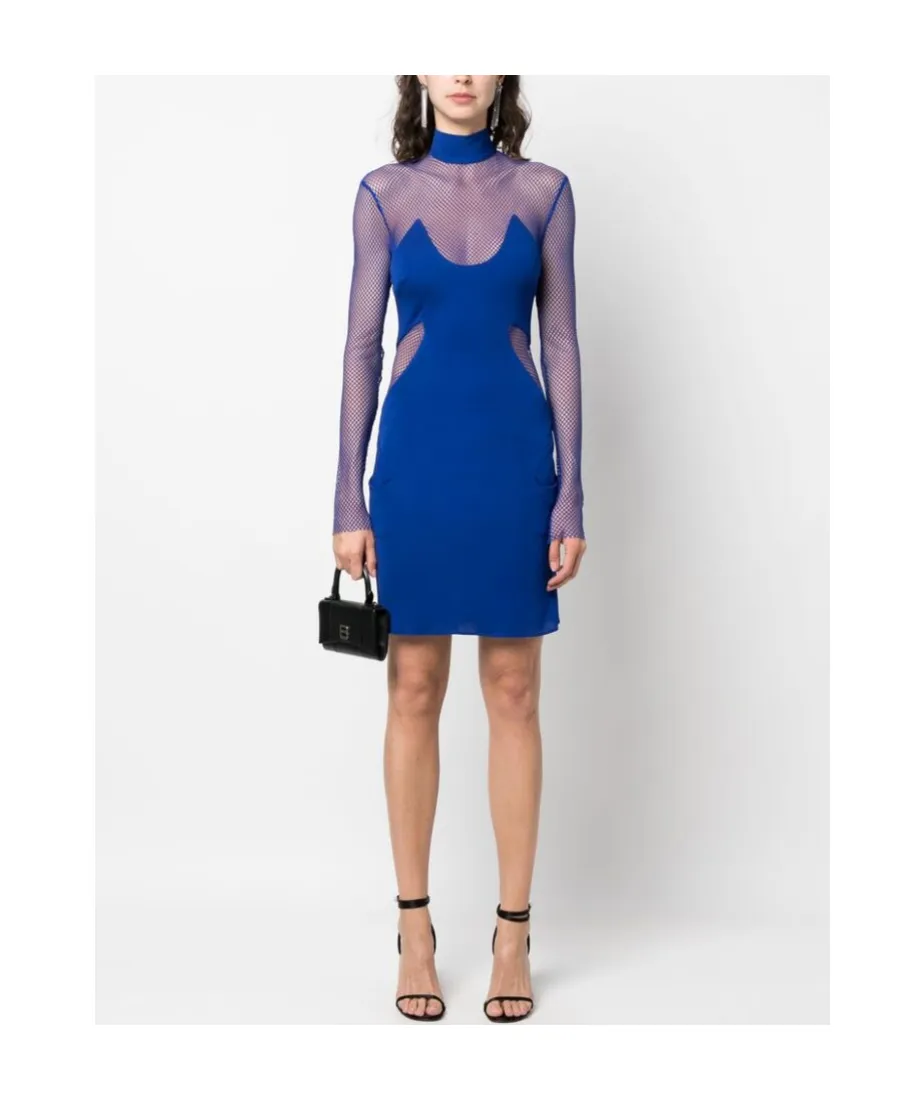 High Neck Mesh Mini Dress