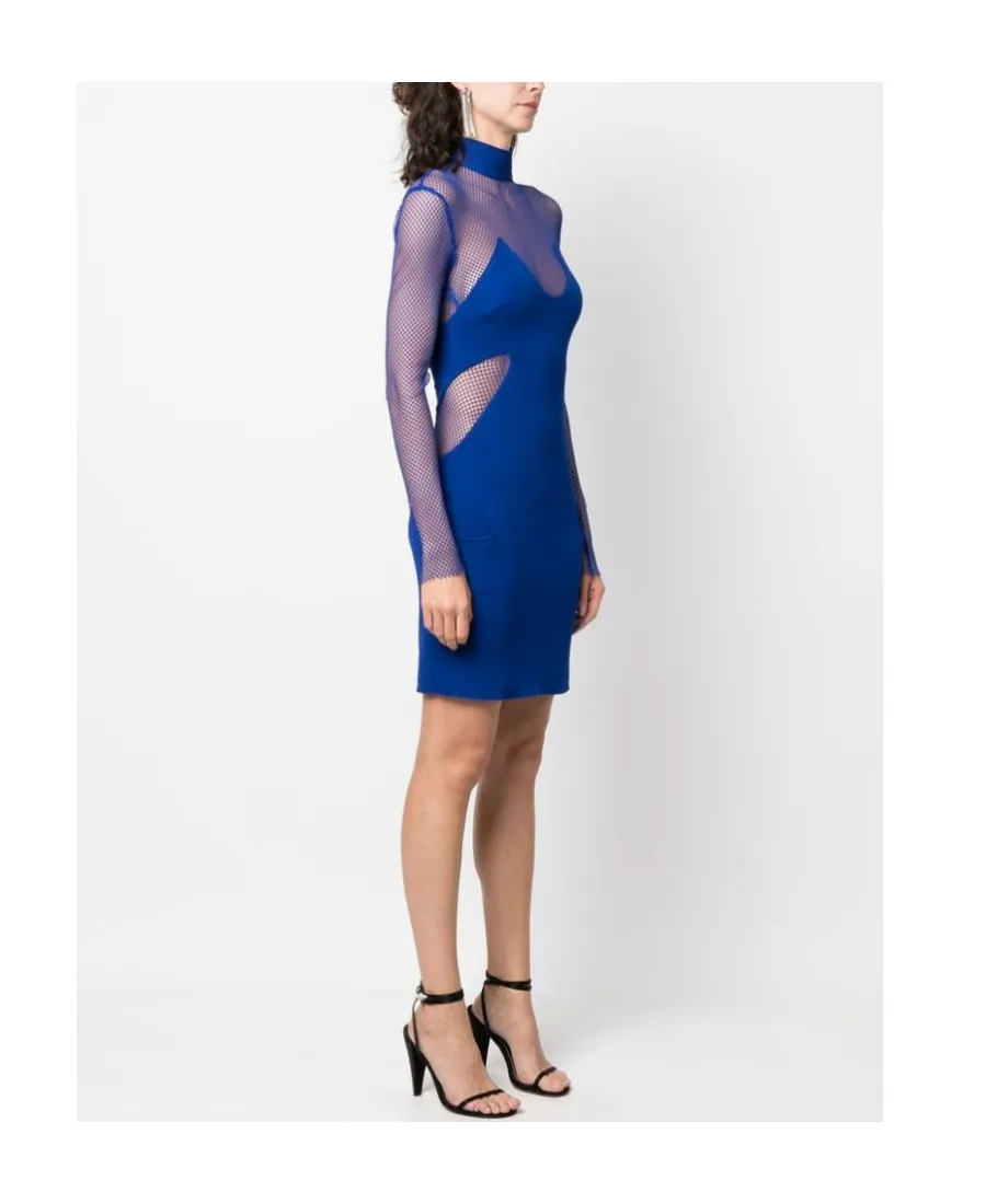 High Neck Mesh Mini Dress