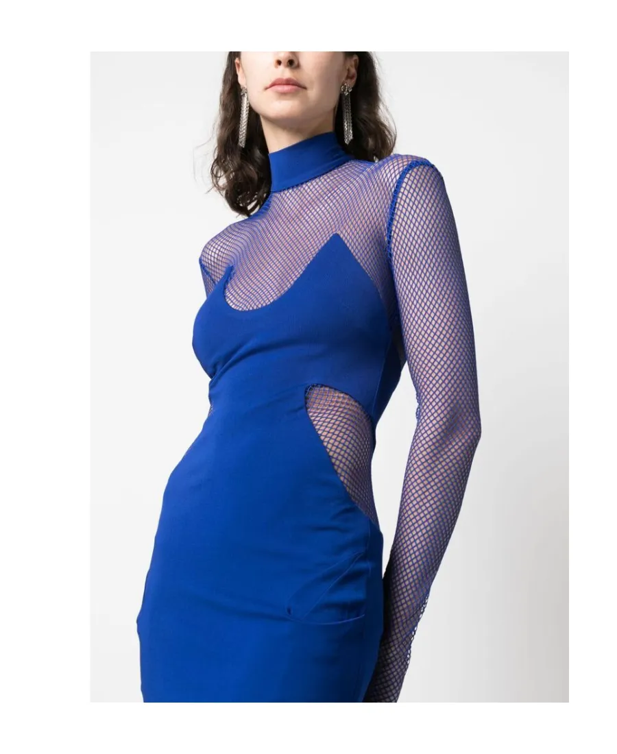 High Neck Mesh Mini Dress