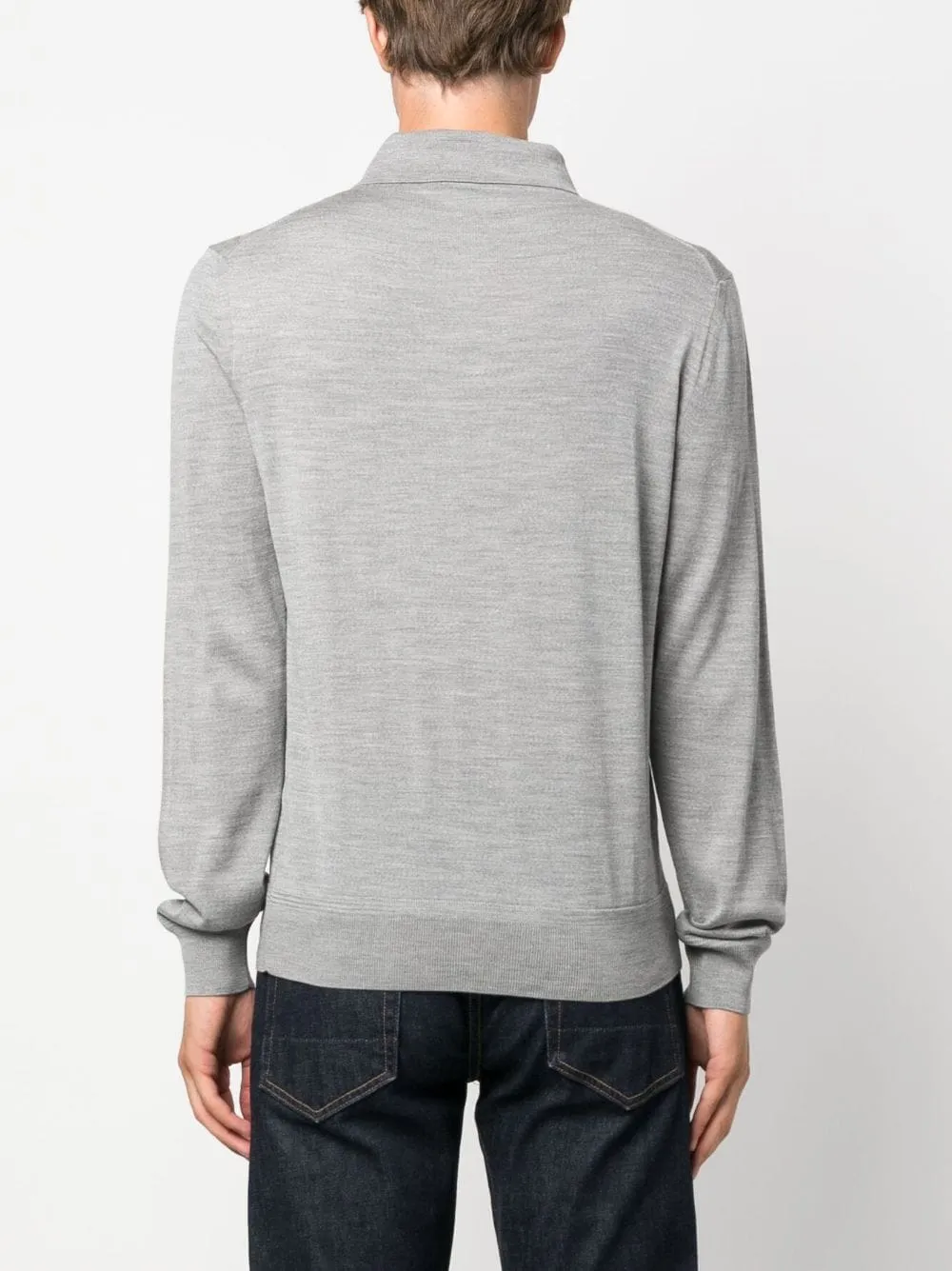 Long-Sleeved Knitted Polo Shirt