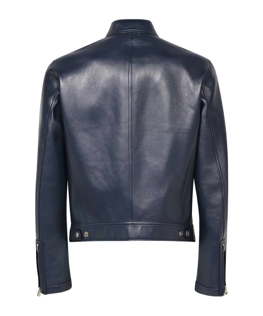 Long-Sleeved Leather Jacket