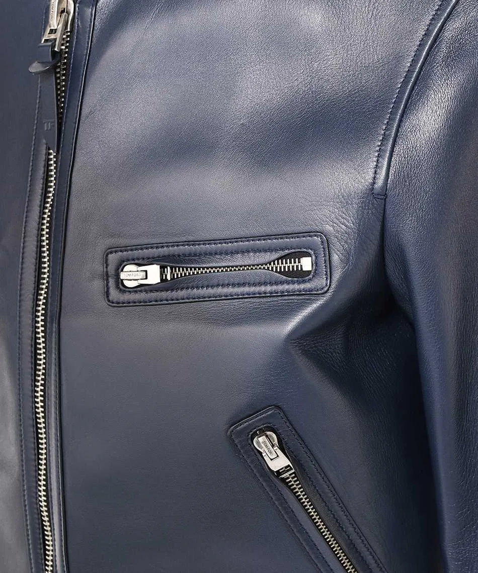 Long-Sleeved Leather Jacket