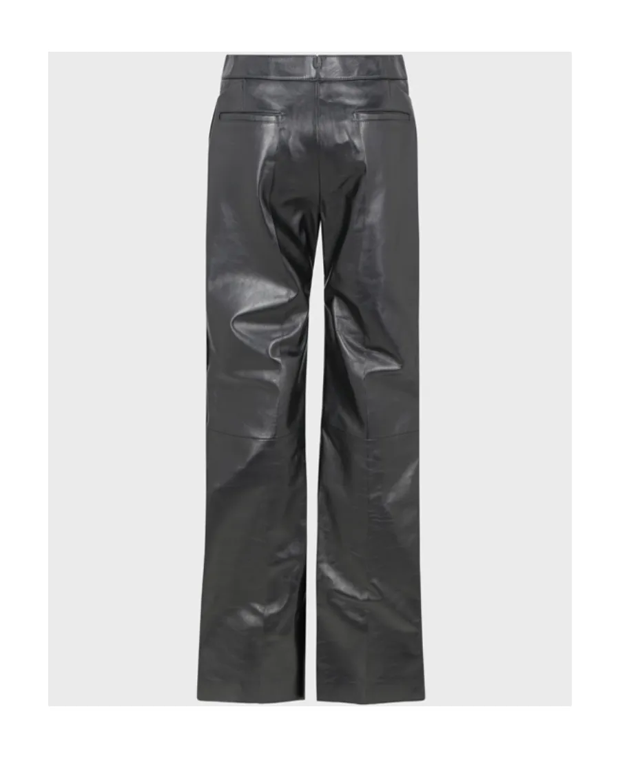 Pressed Crease Flared Leather Pants