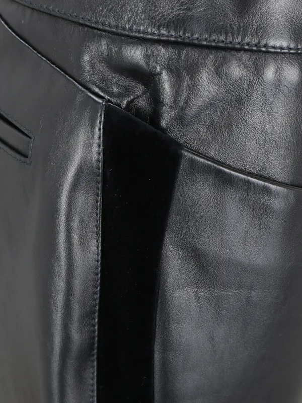 Pressed Crease Flared Leather Pants