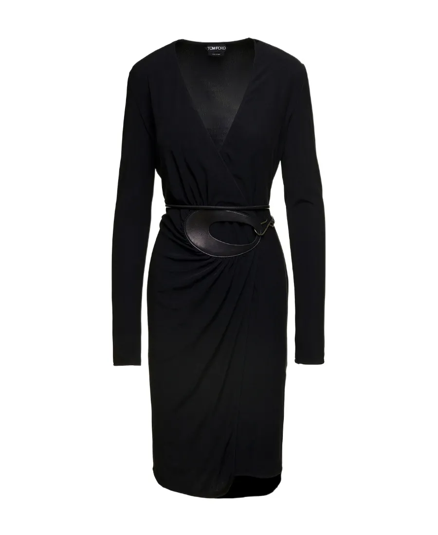 V-Neck Belted Wrap Dress