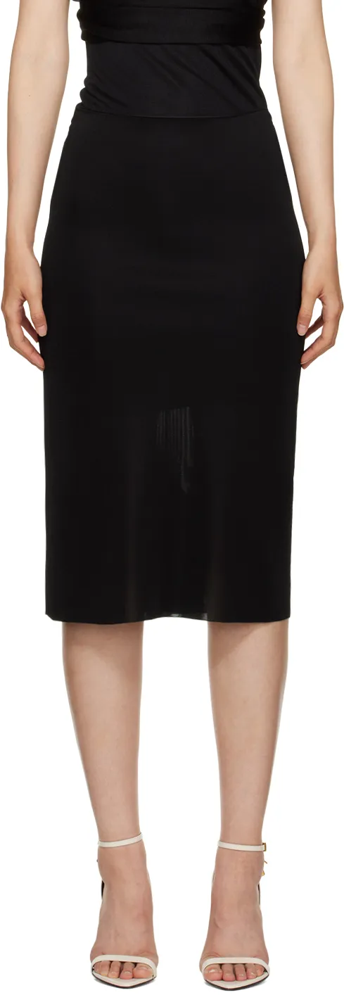 High-Waisted Stretched Midi Skirt