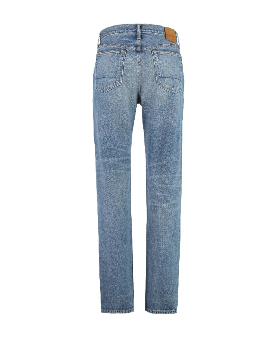 Button Zipper Denim Trousers
