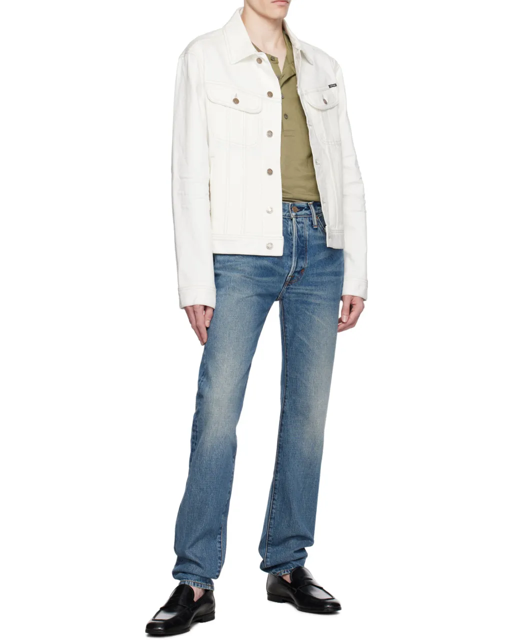 Button Zipper Denim Trousers